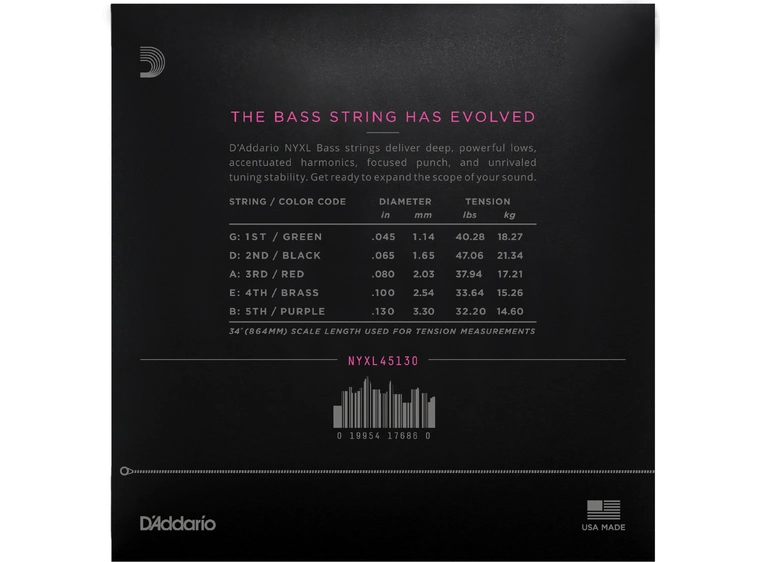 D'Addario NYXL45130 El.Bass 5 strenger (045-130) 